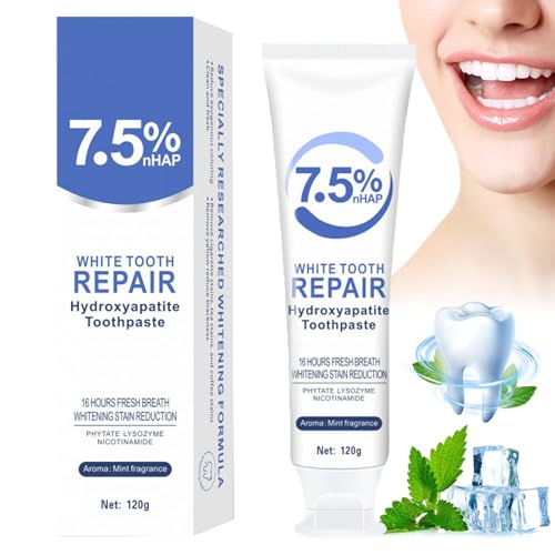 Hydroxyapatite Enamel Care Toothpastes, Hydroxyapatite Toothpaste for Enamel Protection 7.5% Nhap, Hydroxyapatite Formula, Mint Fragrance, Freshen Breath, Remove Yellow and Black (1pc)