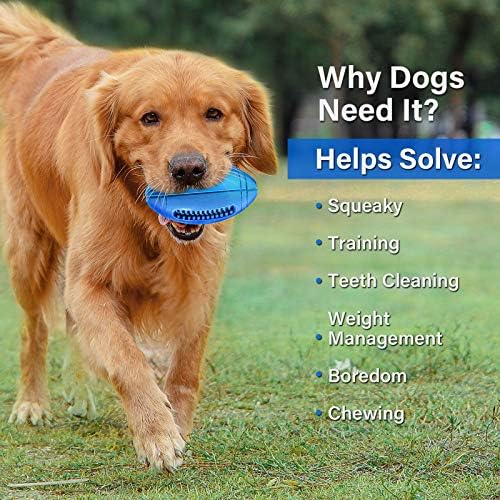 Squeaky Dog Toys for Aggressive Chewers, RANTOJOY Tough Dog Toys Dog Chew Toys for Large Medium Dog, Durable Dog Toys Dog Interactive Toy Dog Toy Ball Football Rubber Safe Puppy Teething Dog Toy
