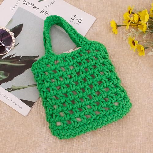 Image of Naimo Straw Beach Bag Woven Rattan Shoulder Bag Fishing Net Handbag Cotton Rope Tote Summer Crochet Hobo Bag