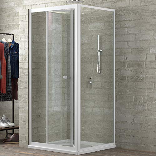  Ogomondo Cabina Doccia Book 2 Lati Cristallo Temprato Trasparente 90x90