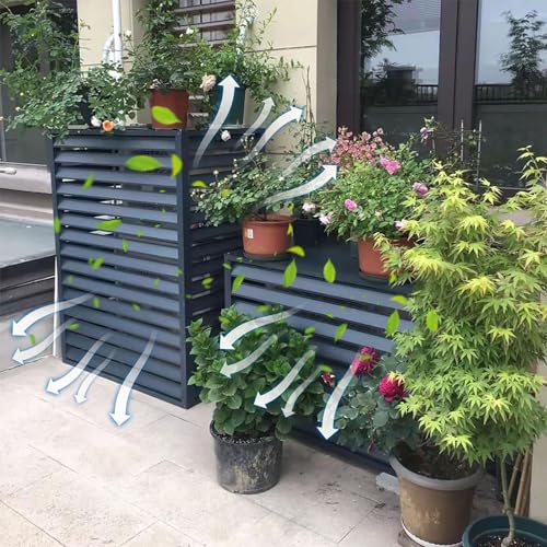 Cache-climatiseur extérieur gris de 110 cm pour balcon cosy