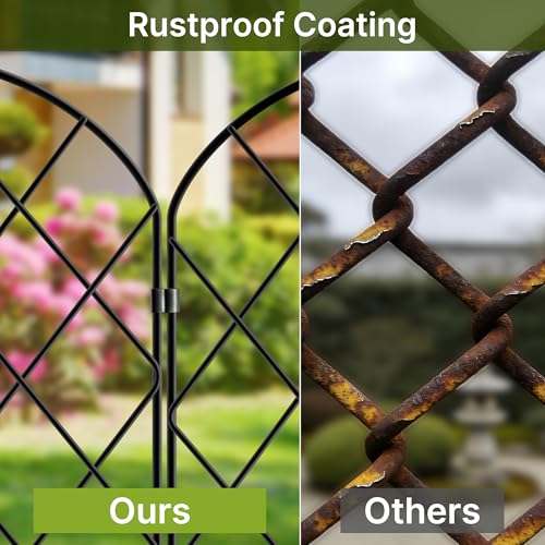 Thealyn Dekorativer Gartenzaun aus Metall, 61cm H x 33cm B 10 P, Steckzaun ohne Graben, Mobiler Zaun für Hunde, Camping & Teich, 10 Paneele (3,3 m Gesamtlänge)