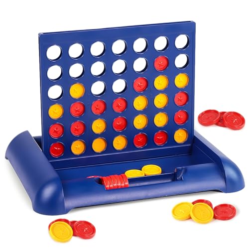 AMFUN Puissance 4, Aligner 4 Pions, Jeu de Stratégie Éducatif Portable pour 2 Joueurs, Design Pliable pour Avion, Voiture, Camping et Voyages en Famille (Grande Taille)