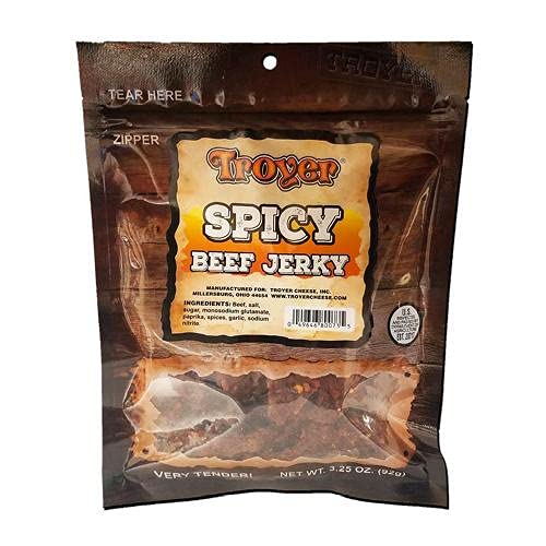 Troyer All Natural Spicy Old Fashion Beef Jerky 3.25 Ounces