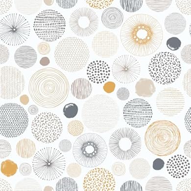 Foto di VEELIKE Carta da Parati Geometrica Gialla Grigia Astratto Rotonda Carta da Parati Moderna Geometrica 44,5 cm × 300 cm Pellicola Adesiva per Mobili Camera da Letto Decorazioni da Parete Soggiorno