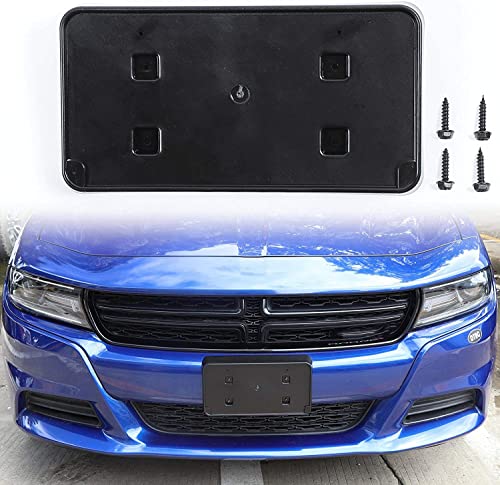 JWWY for Charger Front License Plate Frame Mounting Bracket Number Plate Holder Registration Plate Frame for 2015-2025+ Dodge Charger Exterior Accessories Black