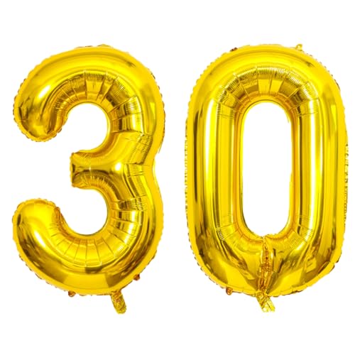 Image of Gold Number Balloons Birthday Balloons - Giant Gold Number 30 Balloon 40 inch, Numbers Balloon 10th Birthday Decorations, Gold Party Supplies for Women Men