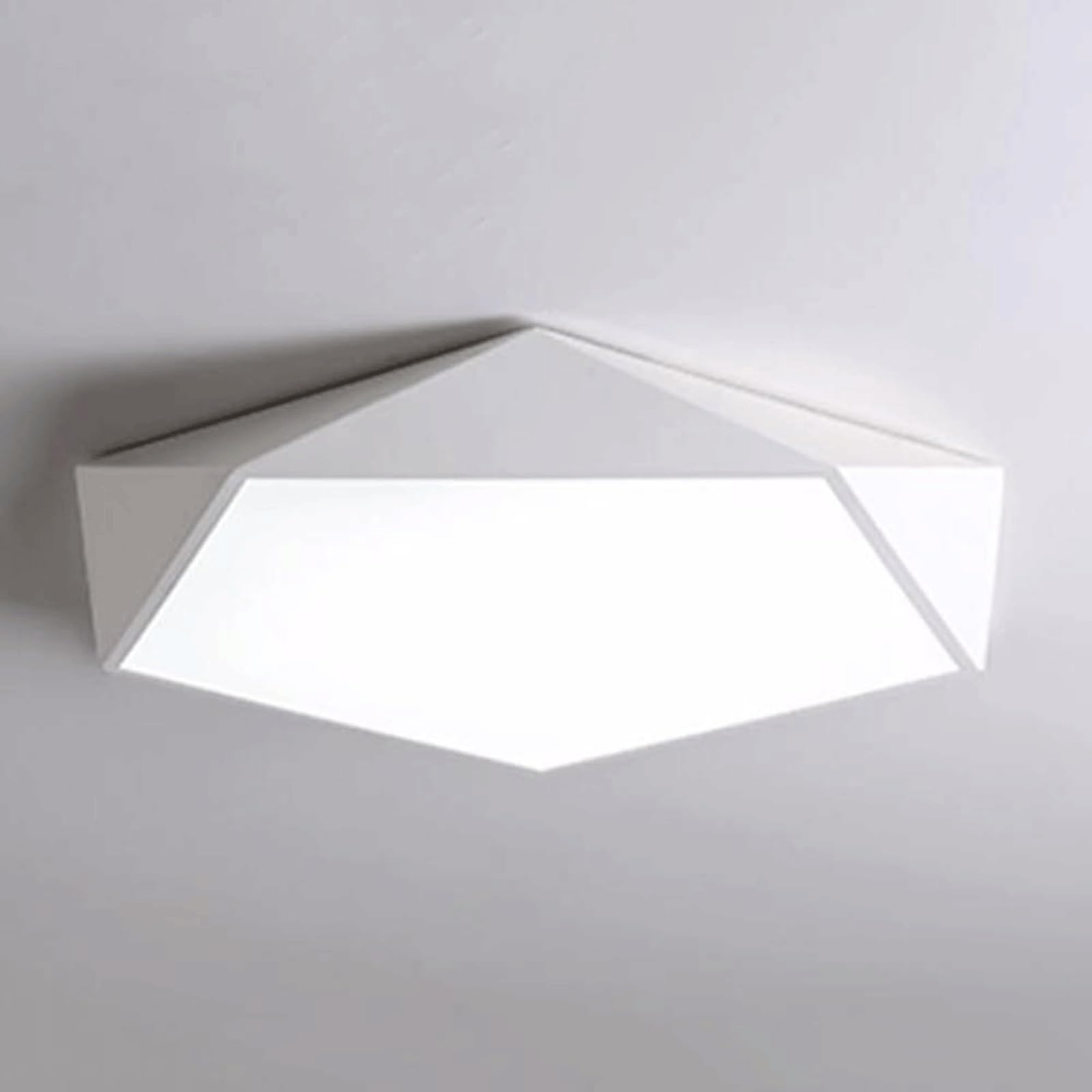 DUddTTW Pentagon Ceiling Light Fixture Geometric Ceiling Lamp Dimmable Close to Ceiling Light LED Flush Mount Lighting Chandelier Cream(Wei�,60cm)