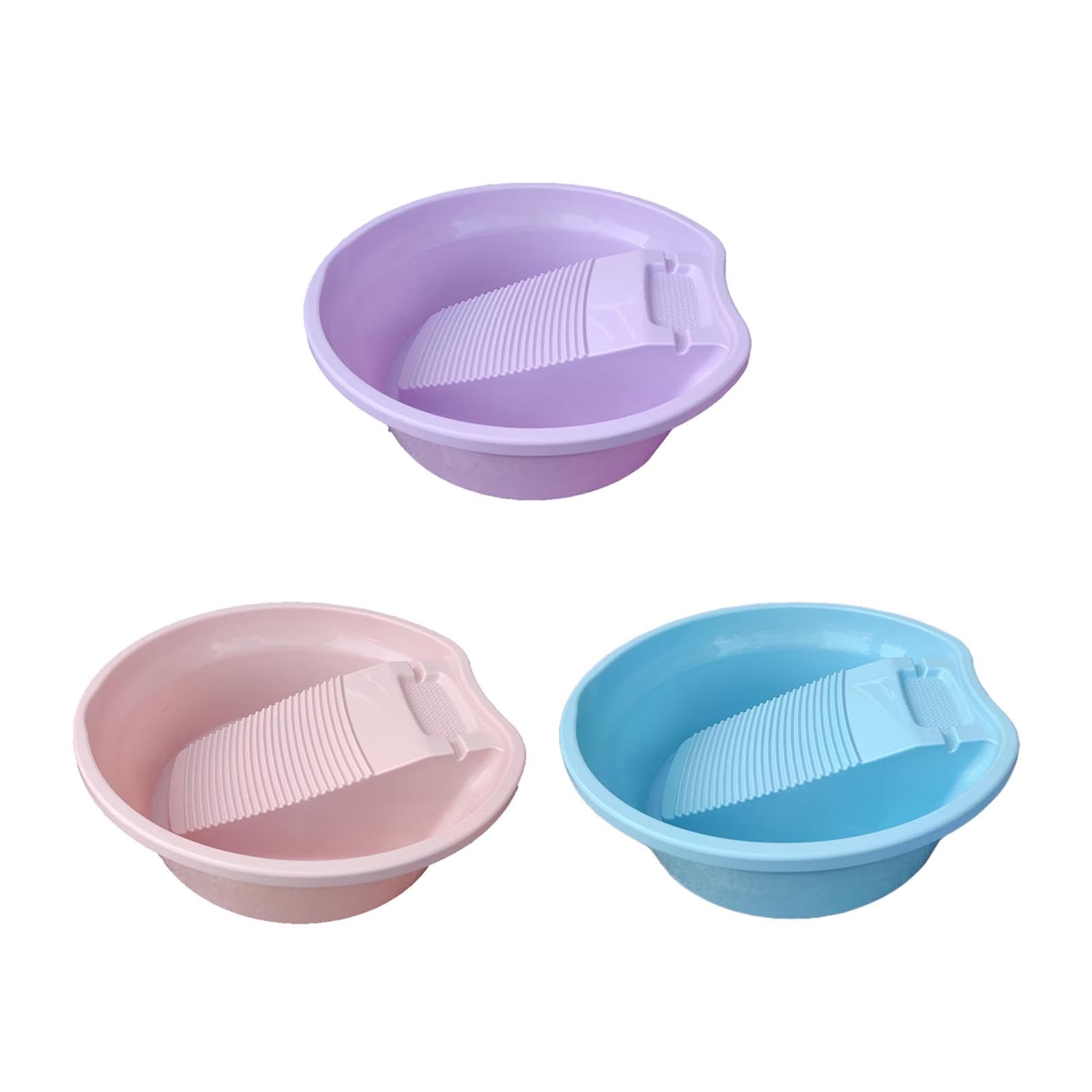 MERISHOPP Washboard Basin for Hand Washing Clothes Washtub for Pants Outdoor Underwear Pink-image-1