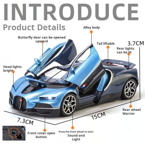Image of MashesMetal Diecast Bugatti Tourbillon Car Model 1:32 Scale Pull Back Toy Car with Light & Sound Premium Sports Car Model for Kids & Collectors