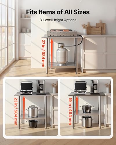 Image of VEVOR Stainless Steel Work Table, 24x36 Inch Food Prep Table with Backsplash, Commercial Kitchen Workstation with Adjustable Undershelf, Metal Heavy Duty Utility Worktable, for Restaurant Home Outdoor