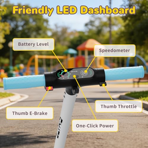 Image of SIMATE Electric Scooter for Kids 6-14, Colorful Lights & Double Brake System, Aluminum Alloy Frame, Foldable, LED Display, for Boys Girls