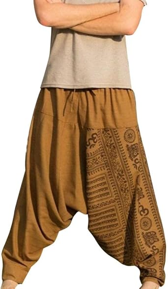 Amazon.com: LEIYAN Pantalones de harén bohemios para hombre, cintura  elástica, con gráficos, estilo palazzo, informales, para senderismo, yoga,  para salón, talla M-5XL : Ropa, Zapatos y Joyería