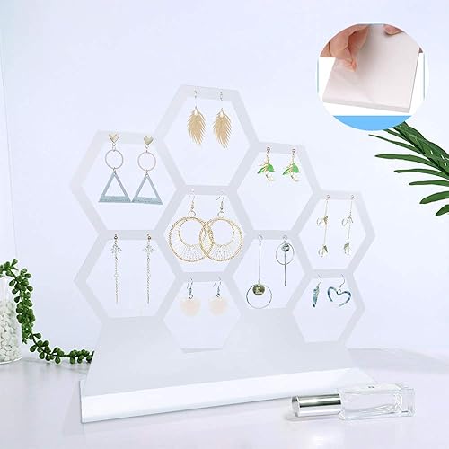 Miniatura 7 de Soporte para pendientes acrílico con forma de pendiente y forma de panal transparente para pendientes organizador de joyas accesorios de