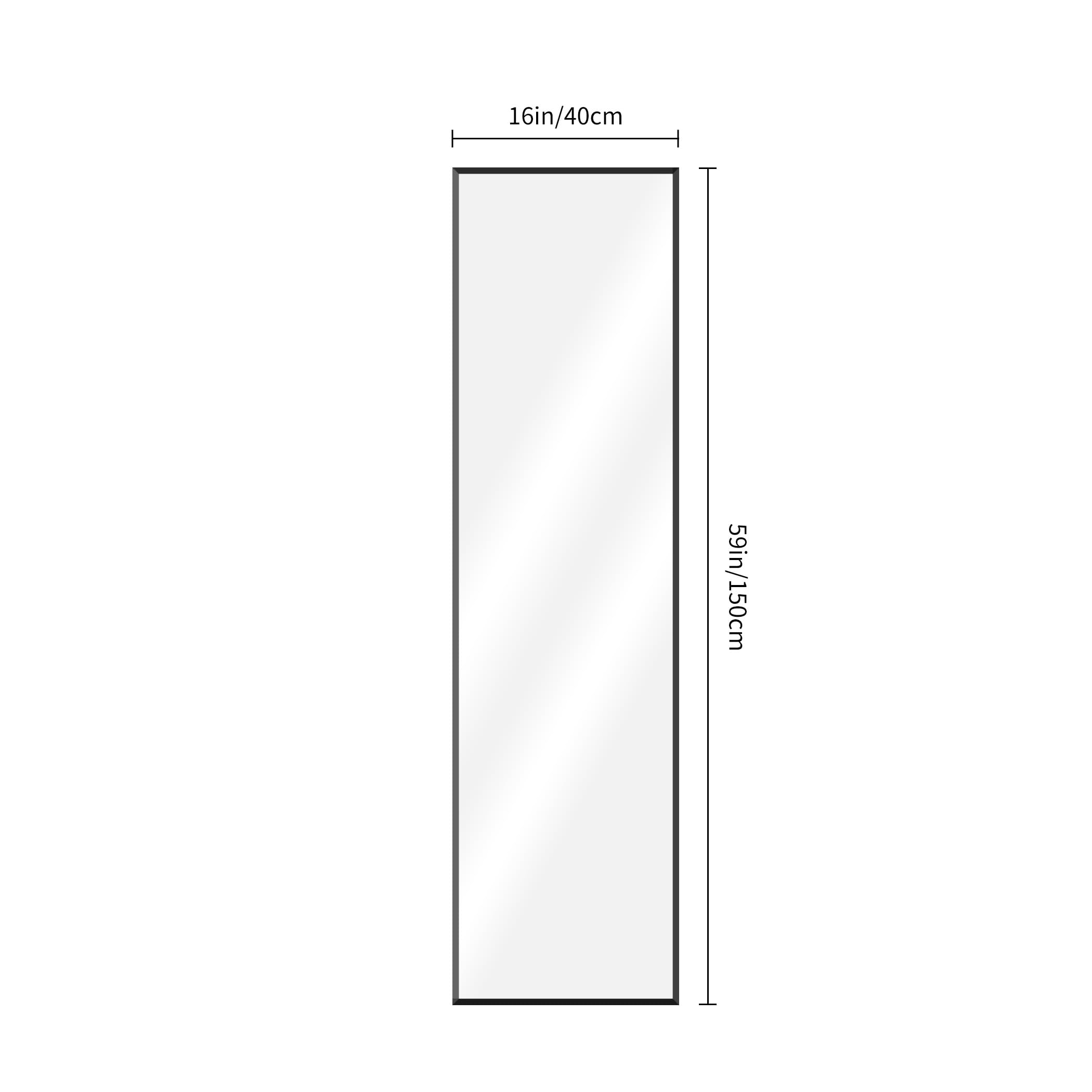 Espejo de Pie 150 x 40 cm, Gran Espejo de Pared Rectangular con Marco de Aluminio Negro, Espejo de Cuerpo Entero para Baño, Dormitorio, Entrada y Pasillo