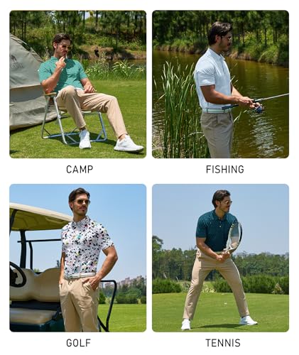 Image of ZITY Mens Golf Polo Shirts Short Sleeve UPF 50+ Performance Moisture Wicking Print Pattern Casual Collared Golf Shirt for Men