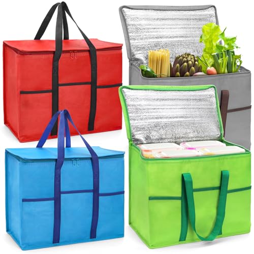Foraineam Insulated Reusable Grocery Shopping Bags (4-Pack)