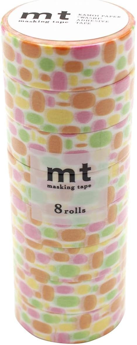 Kamoi Kakoshi MT08D284R Masking Tape, 8P, Width 0.6 inches (15 mm) x 23.4 ft (7 m), 284, Pool Orange