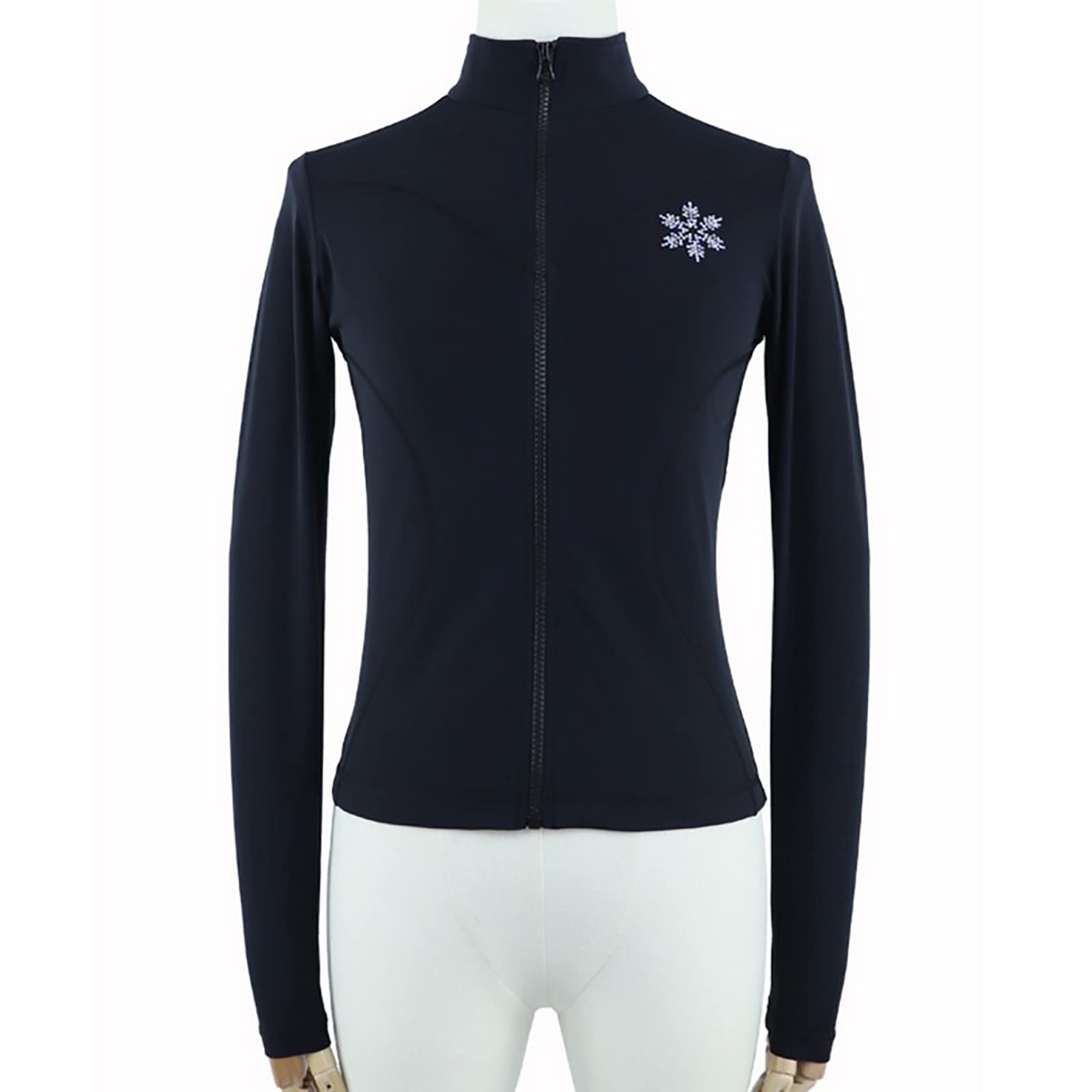 Chaqueta de Patinaje Artístico con Pantalones con Diamantes de Imitación Traje Entrenamiento Profesional de Patinaje Artístico para Niños Mujer(Size:Metro,Color:Negro-Grueso)