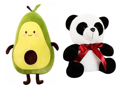 Panda Teddy Bear with Avocado Furit Stuff Plush Toy Combo for Kids (40cm)