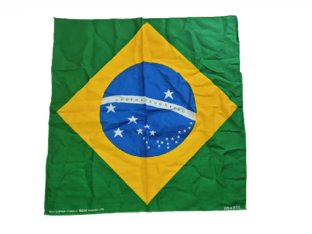 Pañuelo de algodón de 51 x 51 cm con diseño de bandera de Brasil, Como se muestra en la imagen., talla unica