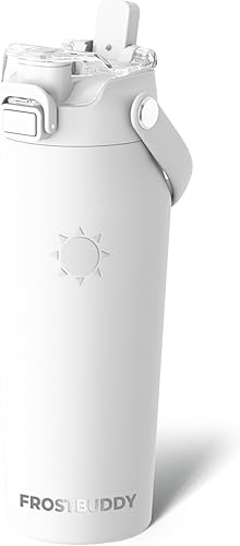 Miniatura 29 de Frost Buddy - Botella de agua con aislamiento de 32 oz con pajilla y tapa, de acero inoxidable, a prueba de fugas, frío durante 24 horas, a prueba