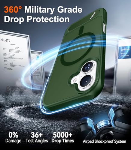 Image of Designed for iPhone 17 Case, [Built-in Invisible Kickstand][Compatible with MagSafe][Military Grade Shockproof] Slim Translucent Matte Phone Case for iPhone 17 6.3 inch (Forest Green)
