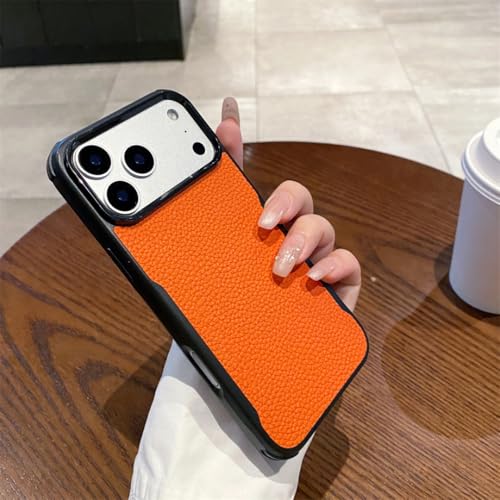 Étui iPhone 17 cuir orange antichoc pour une protection élégante au quotidien