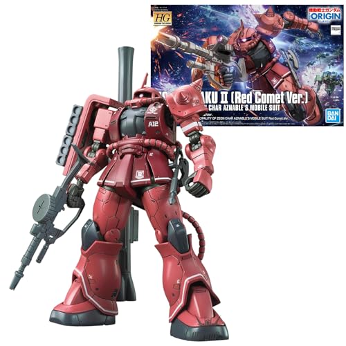 Bandai Hobby | High Grade 1/144 MS-06S Zaku II (Red Comet Version) Principality of Zeon Char Aznables Mobile Suit Model Kit | Gundam: The Origin | Easy Snap-Fit Assembly No Glue or Paint Required