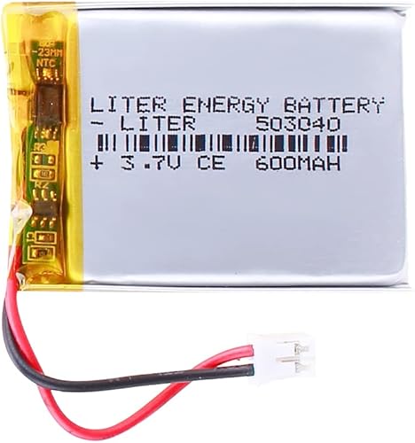 3.7V 503040 600mAh batería de iones de polímero de litio recargable batería de polímero con conector JST 0.079 in