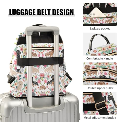 Image of Dachshund Dog Quilted Backpack Purse for Women Fashion Small Backpack M | Shoulder Bag Travel Casual Daypack