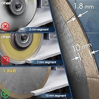 S&R Diamanttrennscheibe 200 x 25,4 x 10 mm (1,8 mm extra dünn), Trennscheibe für sauberes Trennen von Fliesen, Porzellan, Keramik, Feinsteinzeug, Granit, Marmor, für Tischsäge, Fliesenschneidmaschine – Ansicht 4