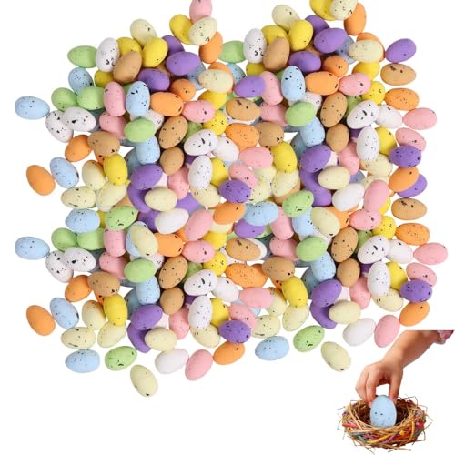 LEOINAER Uova di Pasqua Decorative - 200 Mini Uova Colorate in Schiuma per Decorazioni Festive, Fai da Te, 1.5 x 1.8 cm, Adatte a Bambini e Adulti, Colori Vivaci e Materiale Durevole