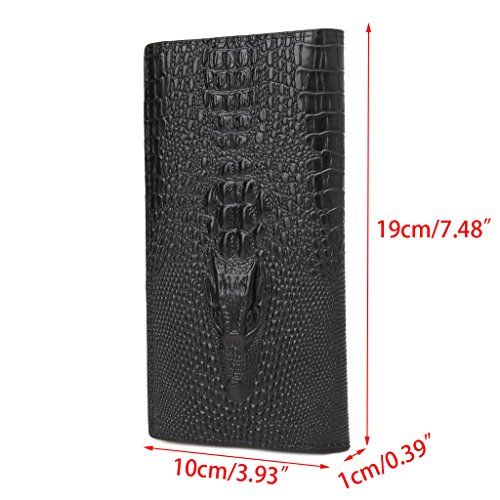 Men's 3D Alligator Wallet Bifold ID Card Holder Purse Case Long Clutch Billfold Khaki4