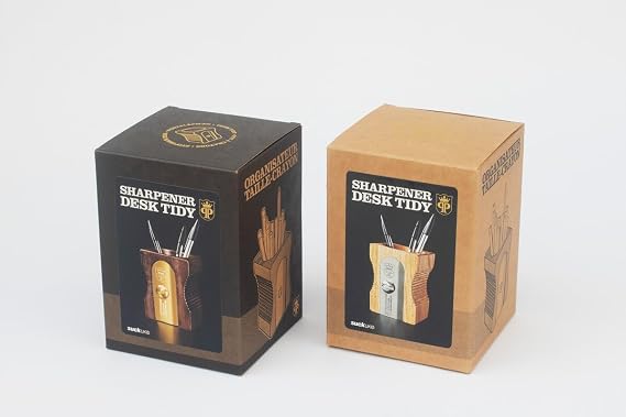 Suck UK Pen Holder For Desk | Stationary Organiser | Wooden Pen Pot | Novelty Pencil Sharpener | Desk Tidy | Office Accessories | Desk Accessories For Men | Wooden Pencil Pot | Teacher Gifts | Dark