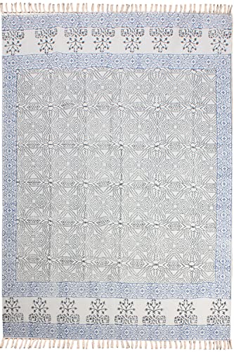 Tapis de bain bohème coton géométrique marron 120x450cm grand format pour chambre