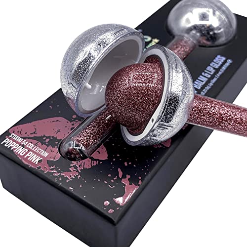 Glossy Pops Maquillaje | Glitter Face / Lip Balm & Lip Gloss Duo 2 en 1 | Studio 54 (Popping Pink) Cover