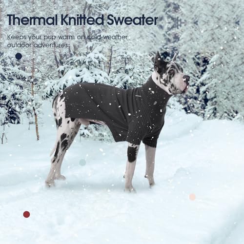 Image of Great Dane Sweater,5XL Extra Large Sweater for Giant Breed Dogs in Winter | Turtleneck Cold Weather Outfit, For Senior & Short-haired Giant Dog Clothes, Elastic Pullover for Saint Bernard,Mastiff
