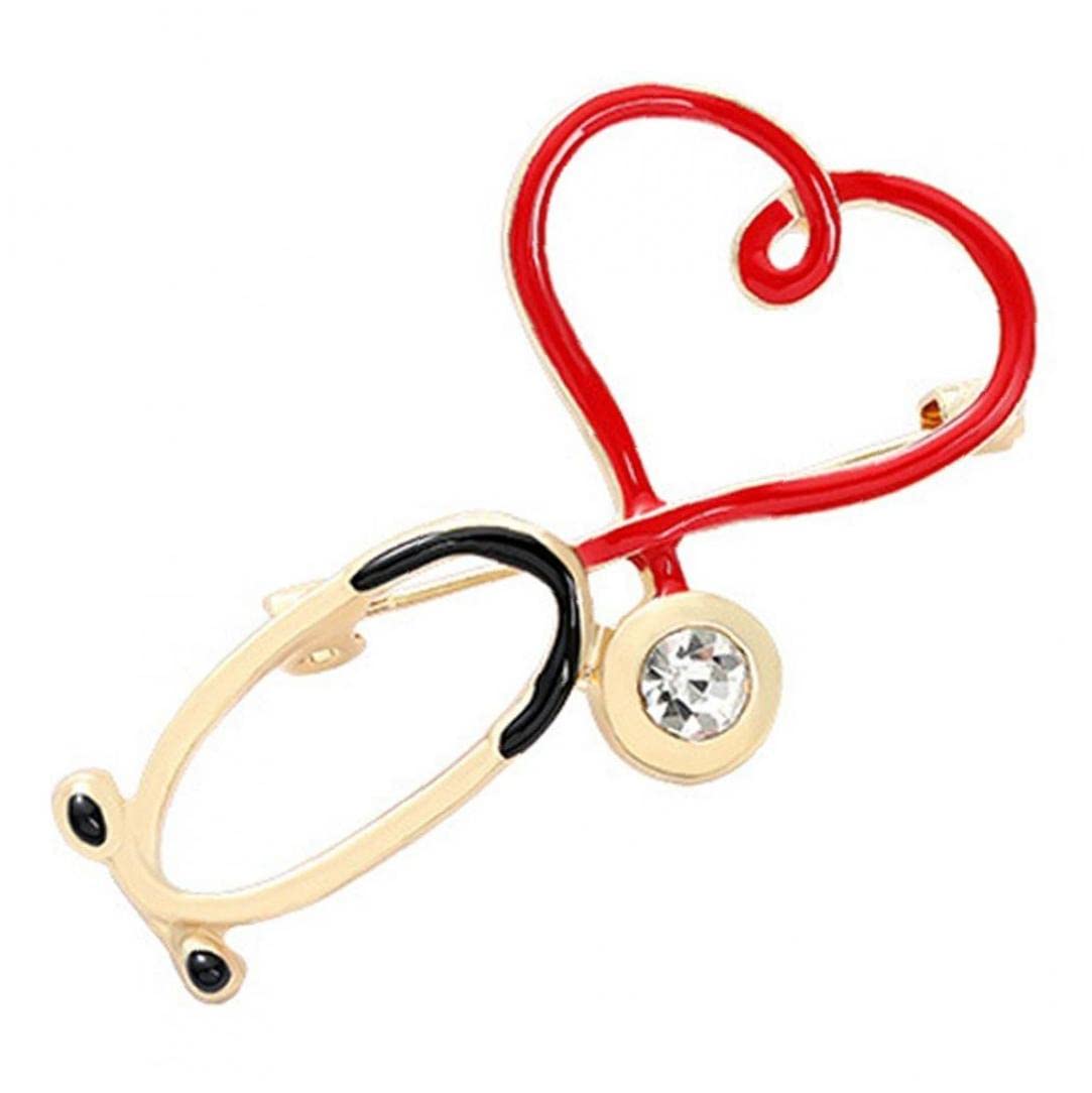 Casiler As Show Jewelry Medical Series Brooch Lapel Pin Stethoscope Heart-Shaped Stethoscope Shape Paint Pin