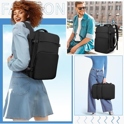 ZOMFELT Travel Backpack for Women Men, Carry on Luggage Backpack, TSA 15.6 inch Personal ltem Travel Bag Airplane, Weekender Bag Laptop Backpack Casual Daypack for School Business Trip, Black by ZOMFELT - Image 6