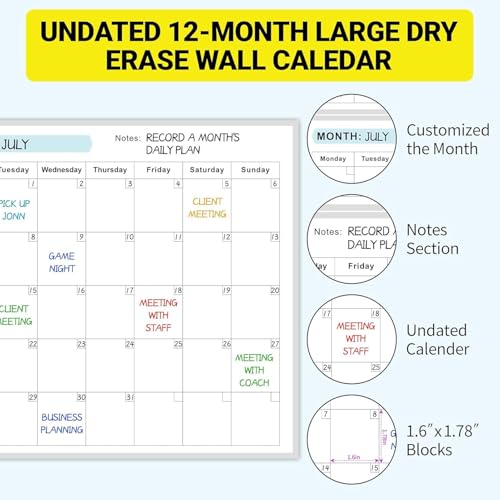 Planificador anual reutilizable y calendario de pizarra para pared 6