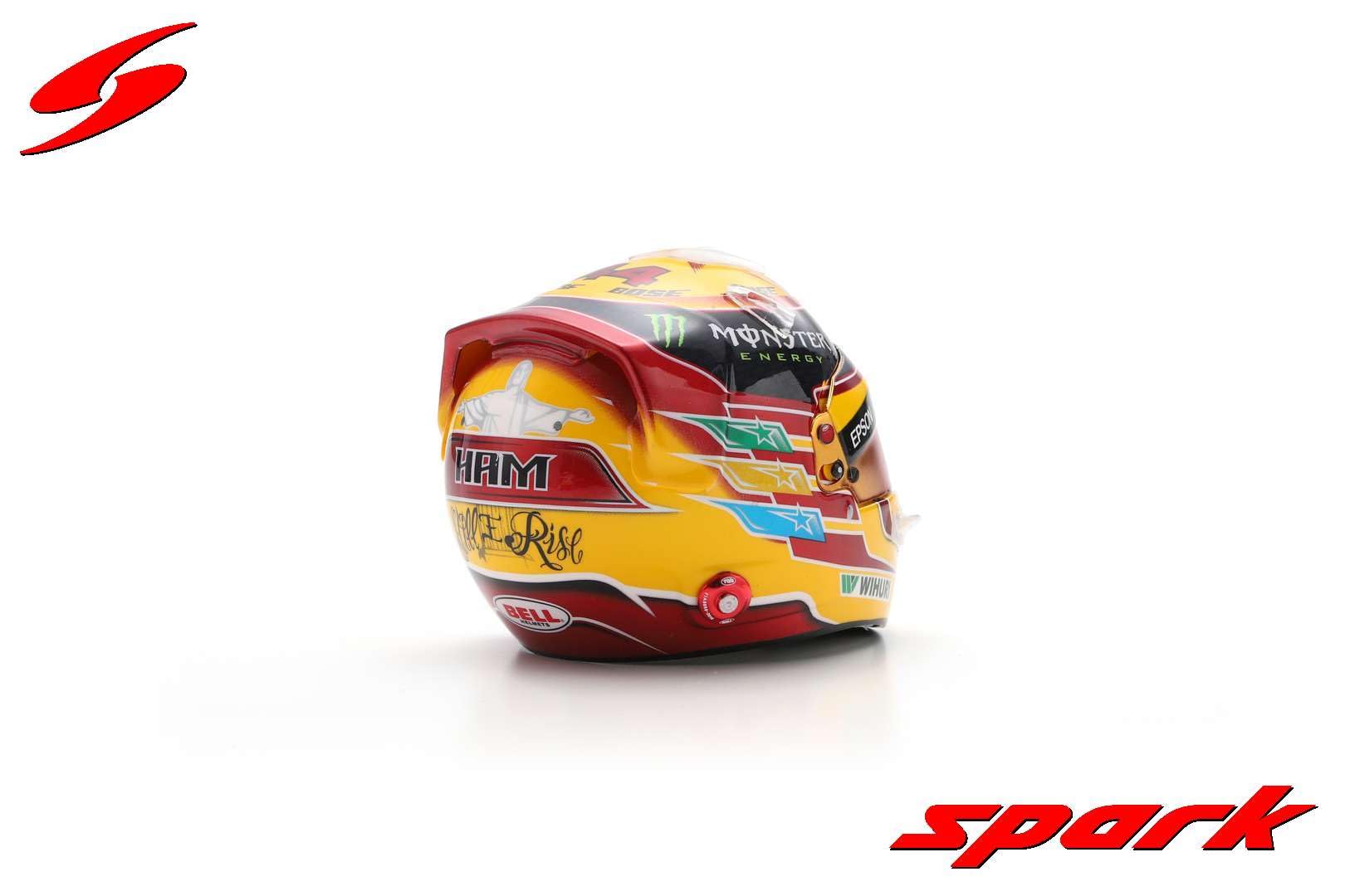 F1 1/5 Scala Mini Casco da Racing, Lewis Hamilton 2017 Campionato del Mondo GP del Messico, Scatola espositiva