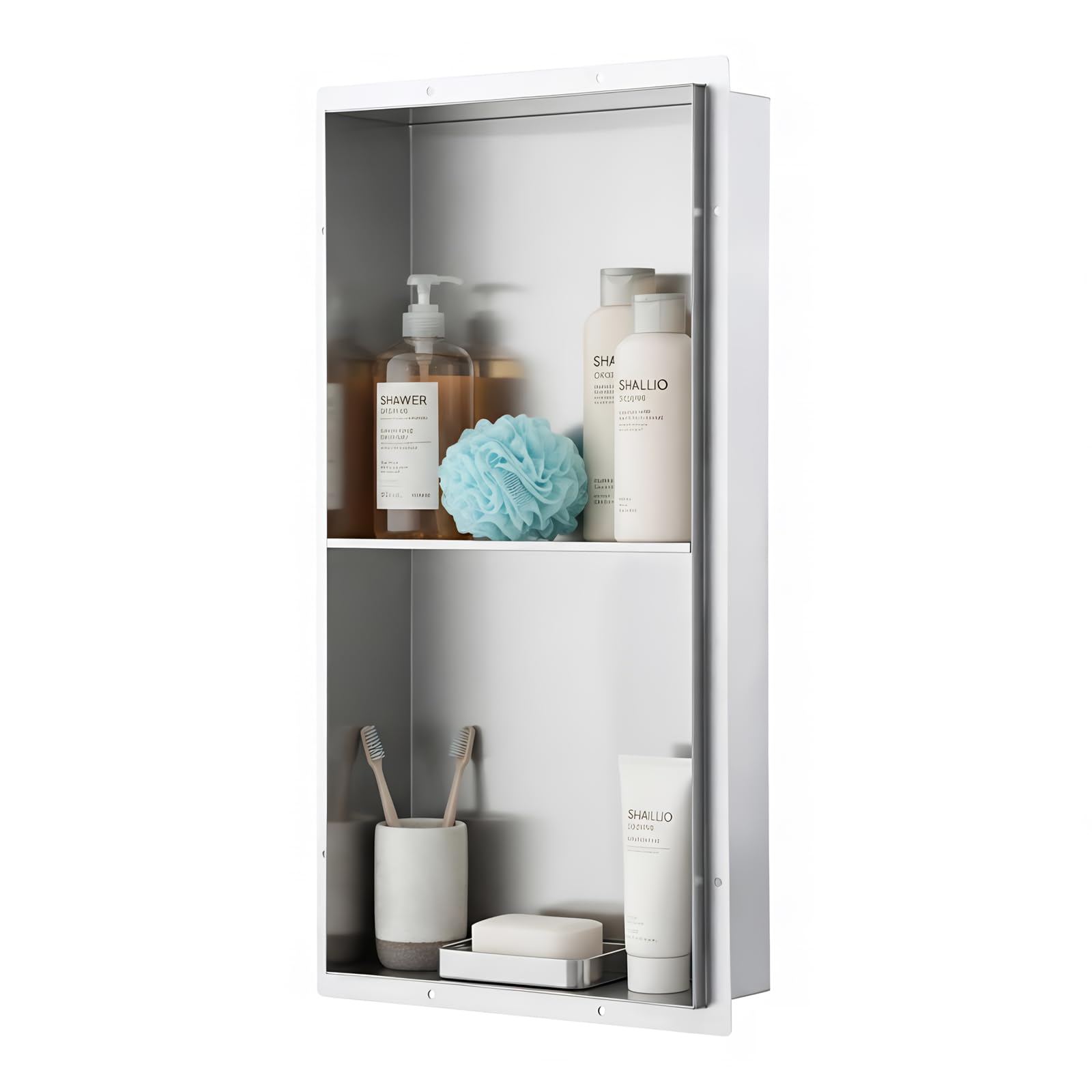 OUGOO Shower Niche 60 x 30 cm, Double-tiered Recess with Tileable Edge — image 1