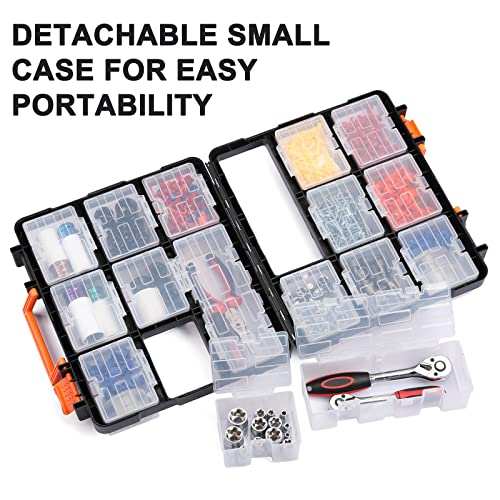Image of Mayouko 16 Compartments Detachable Toolbox Organizer,Hardware Organizer Box with Removable Sections,Carrying Storage Case for Patts,Screws,Bolts,Nuts,Toys