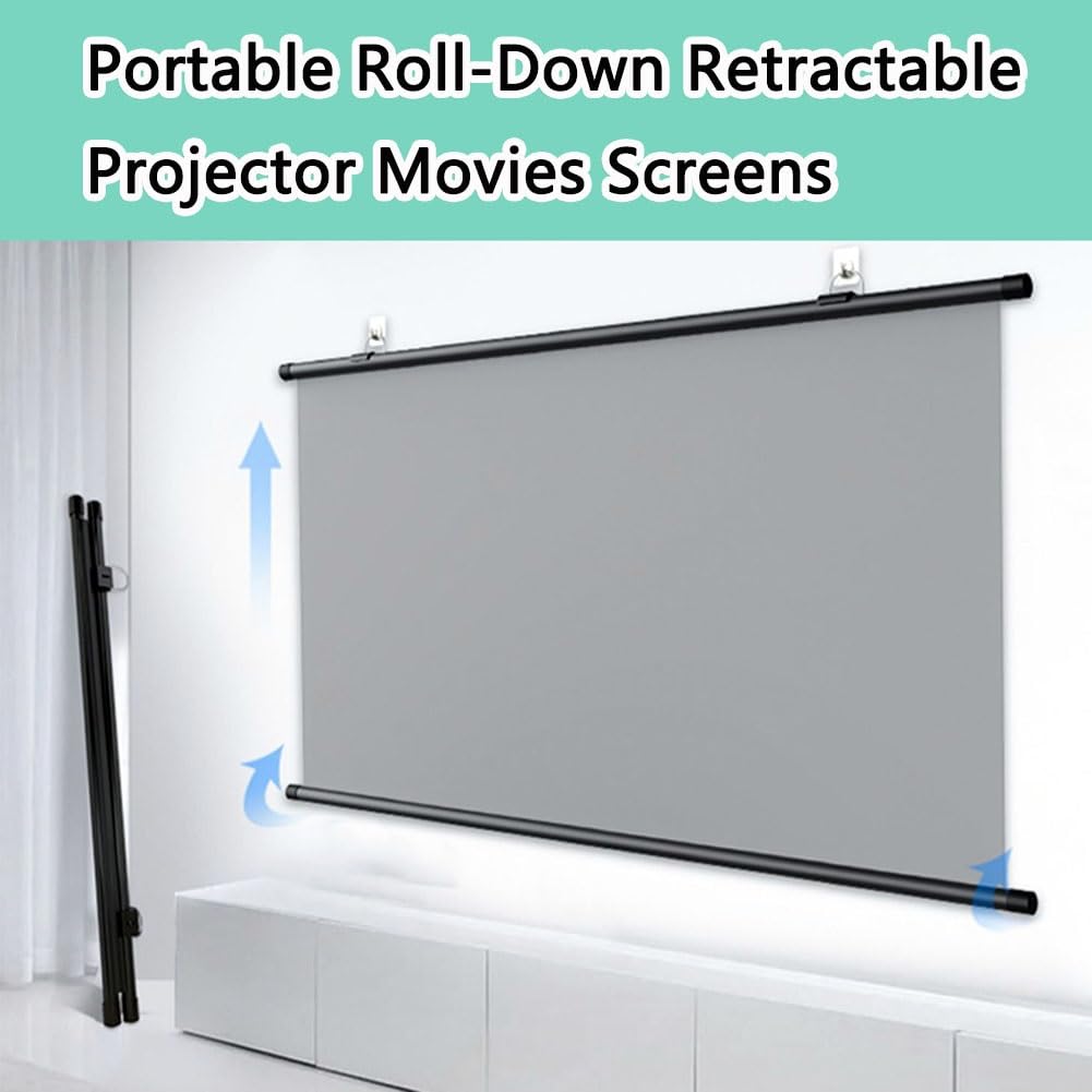 Schermo per Proiettore Estraibile, Schermo per Film da Parete 16:9 per Home Theater, Riunioni, Serate Cinema All'aperto in Giardino