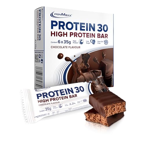 IronMaxx Protein 30 Eiweißriegel – Schokolade - 6x35g | High Protein Bar 30% Eiweiß, Low Carb & zuckerreduziert | Vitaminreicher Fitness Snack für Muskelaufbau & Diät