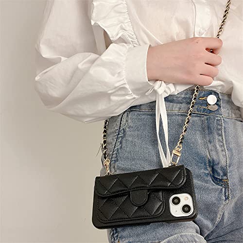 Longe collier chaîne pour coque iPhone 14 en cuir géométrique chic - 6