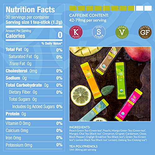 Cusa Tea & Coffee, Green & Black Tea Variety Pack. Premium Instant Tea, Real Fruit And Spices, Organic Leaves, No Added Sugar. Drink Mix Packets Ready In Seconds, Makes Hot Or Iced Tea (30 Servings) #TOP2