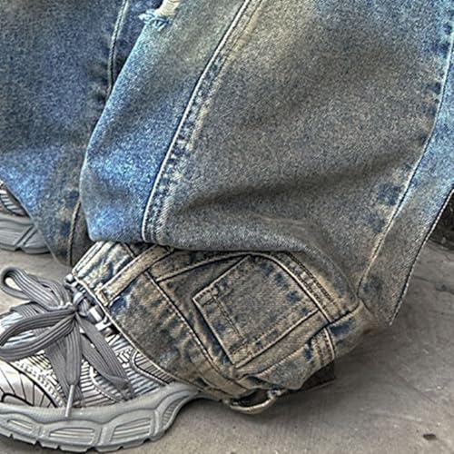 Girls Cargo Baggy Pants Elastic Waist Wide Leg Jeans Loose Casual Denim Pants with Pockets Comfortable Stylish2