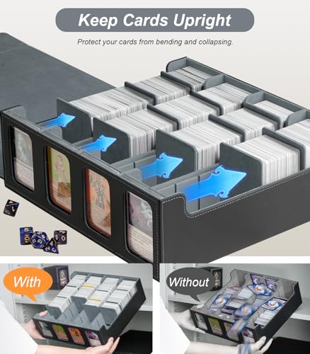 Image of TiMOVO Trading Card Dividers for Commander Deck Boxes with Built-in Slots, 12 PCS Card Supporters Separator for MTG TCG Sports Cards Organizer Box, 2.91x3.35in, Gray